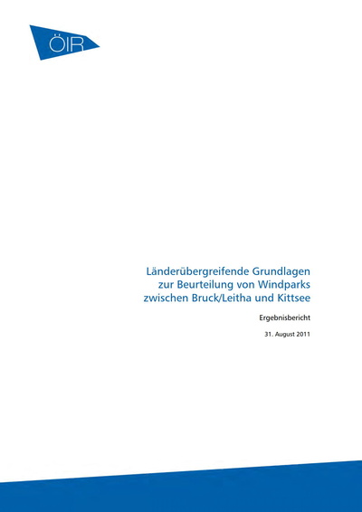 Titelbild Länderübergreifende Grundlagen zur Beurteilung von Windparks