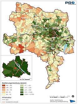 Bevölkerungsentwicklung 2001 bis 2011 (absolut); aus: Wirtschaftsanalyse Ostregion, Wien, 2015