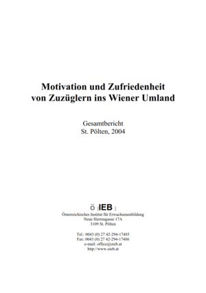 Titelbild Motivation und Zufriedenheit von Zuzüglern ins Wiener Umland